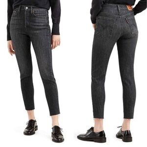 Levi's Wedgie Skinny Gray Wash Raw Hem Button Fly Jeans Size 27